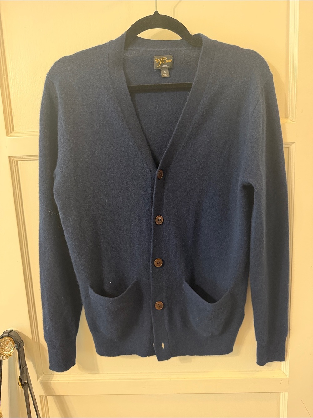 J. Crew Men's Navy Blue V-Neck Cashmere Cardigan